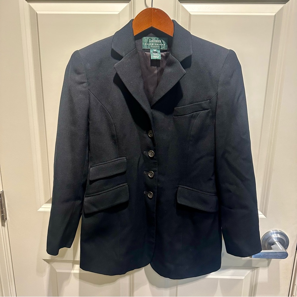 Women’s 90s Wool Lauren Ralph Lauren Black Blazer Career Jacket Size 4 Petite